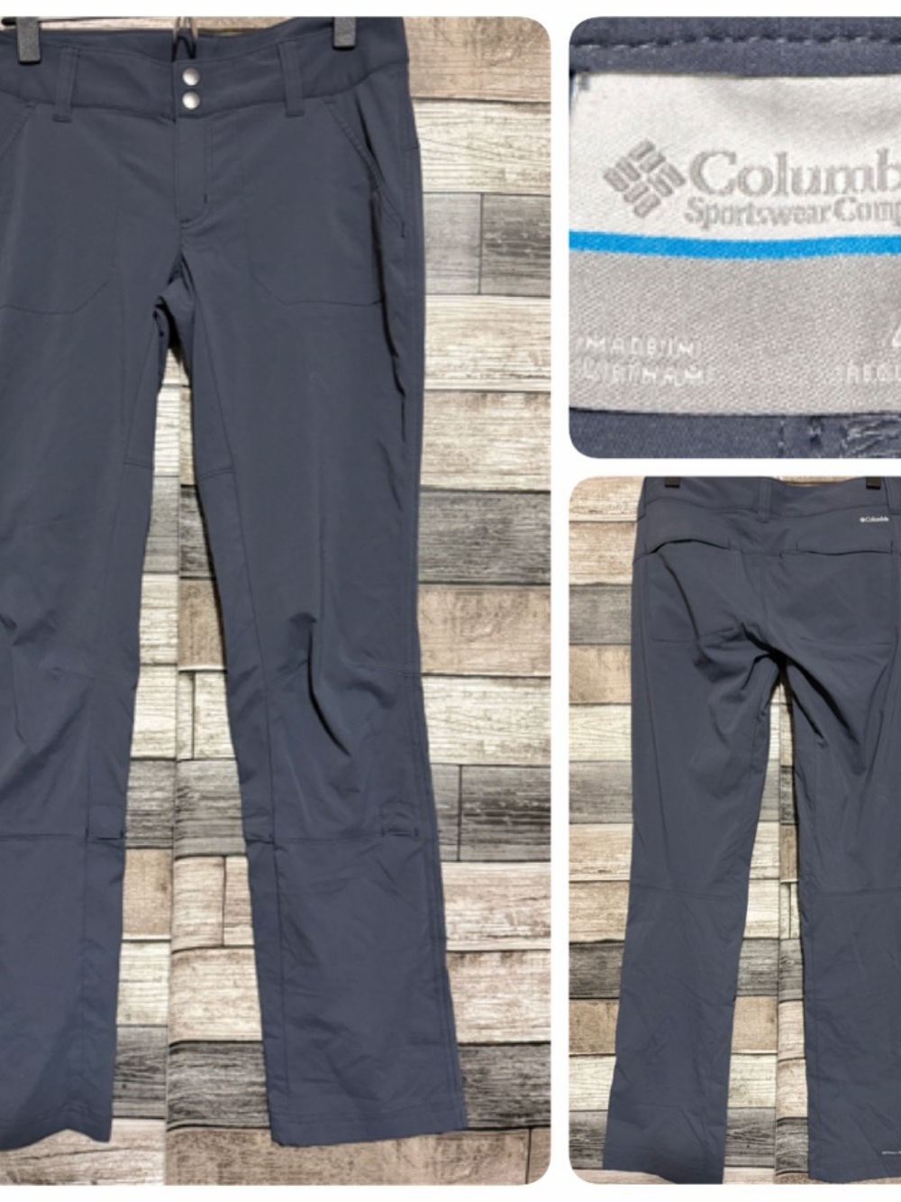 Columbia Omni Shield Hiking Roll Up Pants Women’s 4 Blue Gray (Inseam 31) Cargo